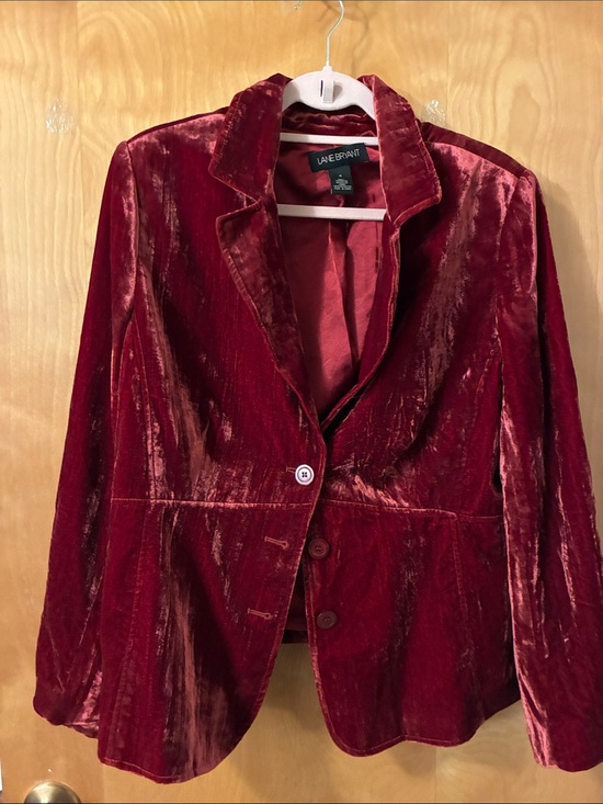 Lane Bryant Jackets & Blazers - Lane Bryant Deep Red Velvet Blazer Jacket Sz 18